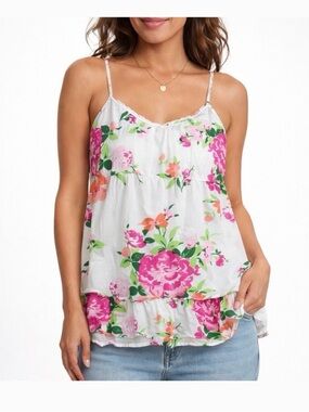 ABERCROMBIE & FITCH Pink Floral Cami sz M Babydoll Y2K Boho Cottagecore Festival